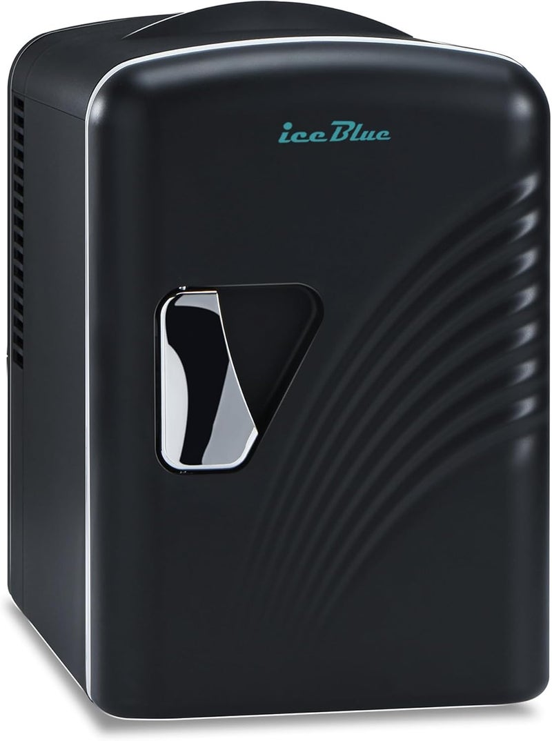 Iceblue Mini Fridge, Retro 4 Liter /6 Cans Tiny Fridge, AC Plug & 12V Car Charger Small Refrigerator, Compact & Portable 4A Cooling Mini Refrigerator for Bedroom, Car, Office, Dorm, Gift (Black) - Image 1
